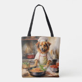 Waterverf Volpino Italiano Hondenkookpasta Tote Bag (Achterkant)