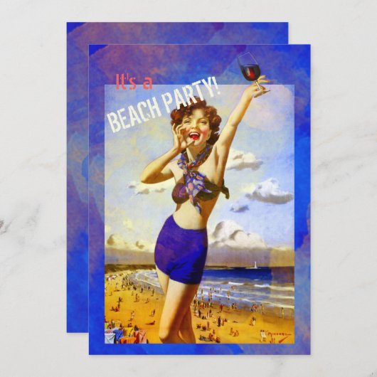  Waterverf Volwassenen Strandfeest Uitnodiging (Voorkant / Achterkant)