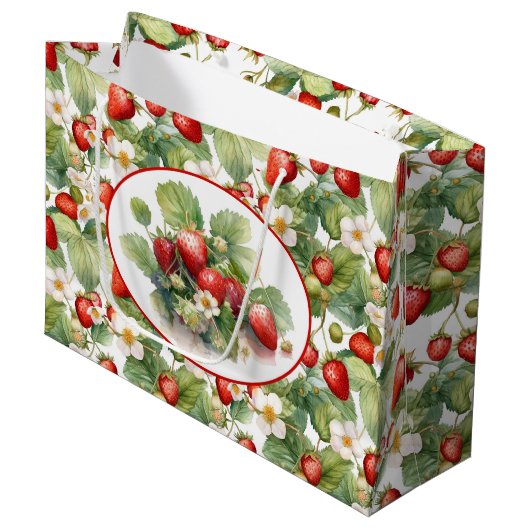 Waterverf voor aardbeien in Cute Strawberries Groot Cadeauzakje (Voorkant Gekanteld)