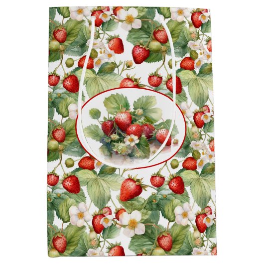 Waterverf voor aardbeien in Cute Strawberries Medium Cadeauzakje (Voorkant)