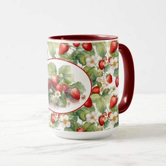 Waterverf voor aardbeien in Cute Strawberries Mok (Voorkant rechts)