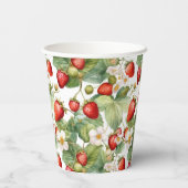 Waterverf voor aardbeien in Cute Strawberries Papieren Bekers (Achterkant)