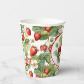 Waterverf voor aardbeien in Cute Strawberries Papieren Bekers (Rechts)