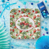 Waterverf voor aardbeien in Cute Strawberries Papieren Bordje (Feest)