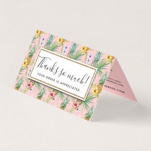 Waterverf voor ananas en Hibiscus Flowers Kaart (Voorkant)