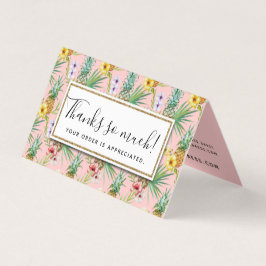 Waterverf voor ananas en Hibiscus Flowers Kaart