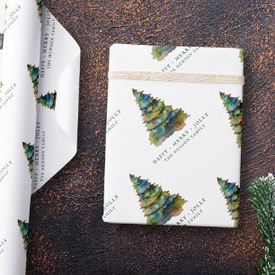 Waterverf voor artistieke kerstbomen Merry Jolly Cadeaupapier