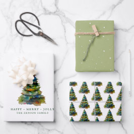 Waterverf voor artistieke kerstbomen Merry Jolly Inpakpapier Vel