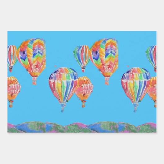 Waterverf voor ballonvaardige blauwe luchtballonva inpakpapier vel (Voorkant 3)