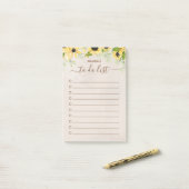 Waterverf voor bijtende geelzonnebloem om lijst op post-it® notes (Op bureau)