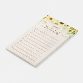 Waterverf voor bijtende geelzonnebloem om lijst op post-it® notes (Schuin)