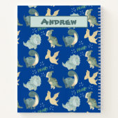 Waterverf voor blauw dinosauruspatroon notitieboek (Achterkant)