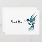 Waterverf voor blauwe haarvogel bedankkaart (Voorkant / Achterkant)
