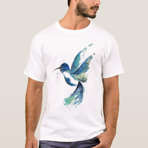 Waterverf voor blauwe haarvogel t-shirt