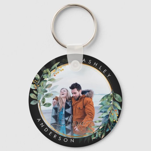 Waterverf voor botanische groenparen van gulden Fl Sleutelhanger (Voorkant)