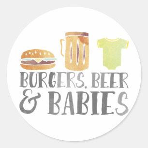 Waterverf voor branderijen, bier en baby's ronde sticker