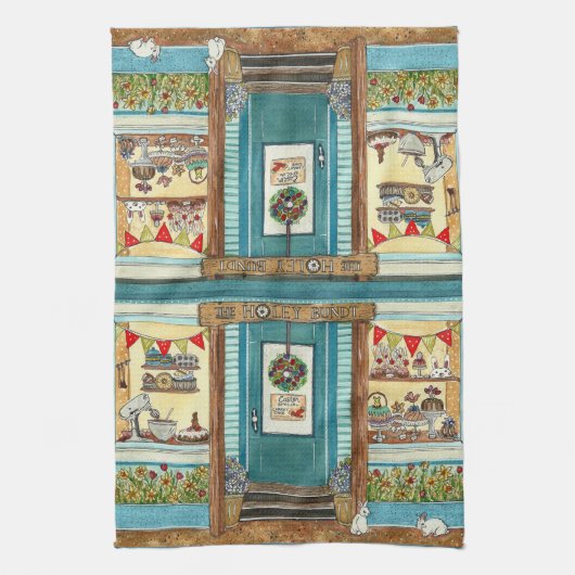 Waterverf voor broodrooster en broodjeskoop theedoek (Verticaal)