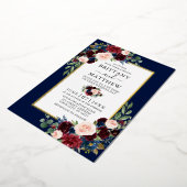 Waterverf voor bruiloft gemengd Floral Blue Gold Folie Uitnodiging (Gedraaid)