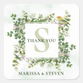 Waterverf voor bruiloft Lijst Eucalyptus Stick Vierkante Sticker (Voorkant)