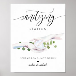 Waterverf voor bruiloft Sanitizing Station Poster