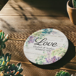 Waterverf voor bruiloft Succulents Rustic Wood Papieren Bordje