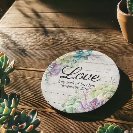 Waterverf voor bruiloft Succulents Rustic Wood Papieren Bordje