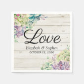 Waterverf voor bruiloft Succulents Rustic Wood Servet (Voorkant)