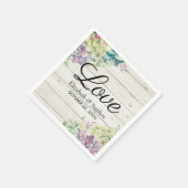 Waterverf voor bruiloft Succulents Rustic Wood Servet (Hoek)
