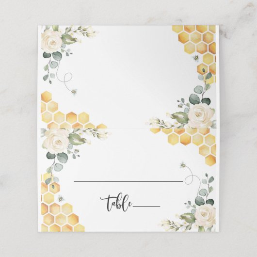 Waterverf voor de bruiloft van bijen plaatskaartje (Buitenkant ongevouwen)