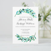 Waterverf voor de bruiloft van olijffilialen kaart (Staand voorkant)