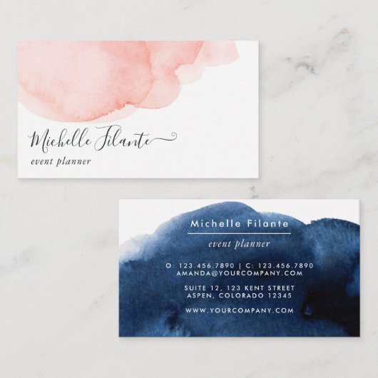 Waterverf voor de marine en Blush Visitekaartje (Voorkant / Achterkant)
