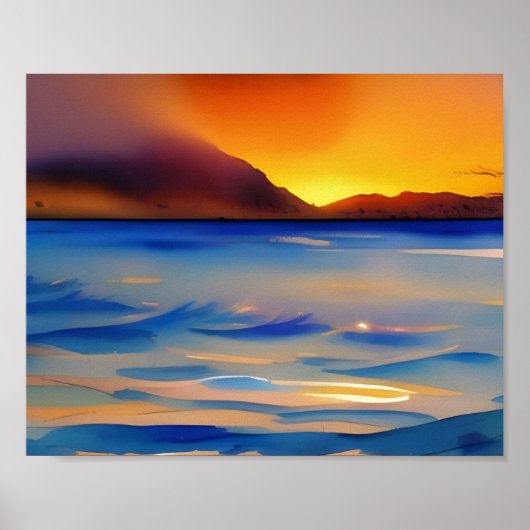 Waterverf voor de Zonnevisserij in de Tranquil Oce Poster (Voorkant)