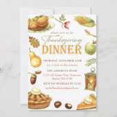 Waterverf voor een rustieke Thanksgiving diner met Kaart (Voorkant)