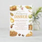 Waterverf voor een rustieke Thanksgiving diner met Kaart (Staand voorkant)