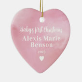 Waterverf voor eerste kerstmis roze foto volledig keramisch ornament (Rechts)