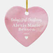 Waterverf voor eerste kerstmis roze foto volledig keramisch ornament (Voorkant)