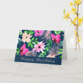 Waterverf VOOR FLORAL DESIGN ART HAPPY BIRTHDAY Kaart (Gele Bloem)