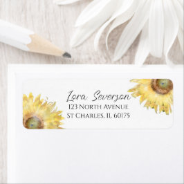 Waterverf voor Gele Zonnebloemen Etiket