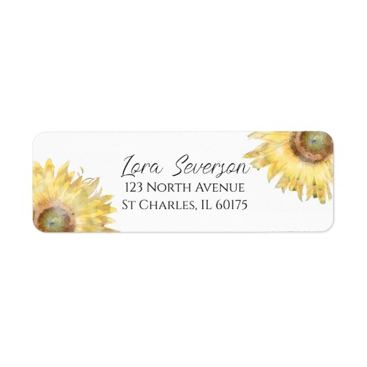 Waterverf voor Gele Zonnebloemen Etiket (Voorkant)