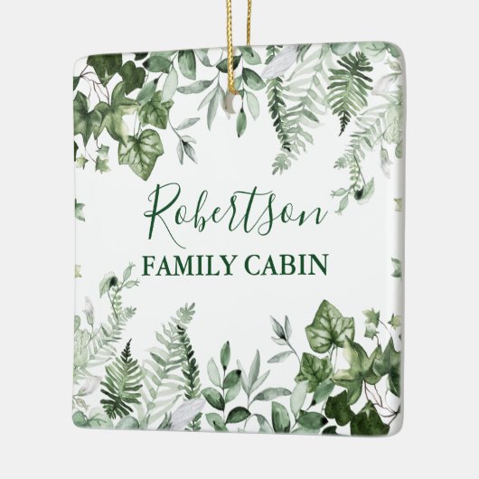 Waterverf voor gezinskool Ivy Sage Ferns Botanisch Keramisch Ornament (Links)