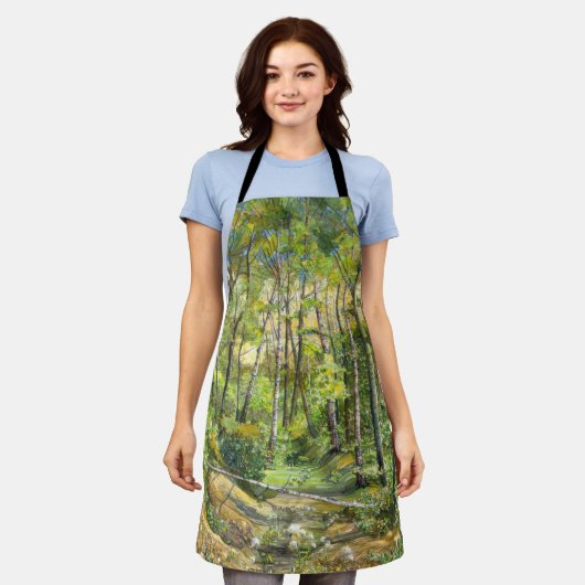 waterverf voor groefschilderingen op zijde schort (Gedragen)