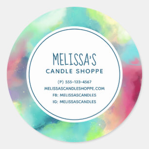 Waterverf voor groene en rode ruimte ronde sticker