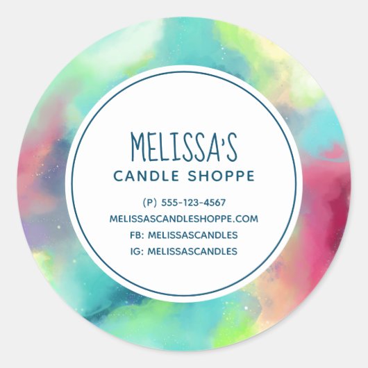 Waterverf voor groene en rode ruimte ronde sticker (Voorkant)