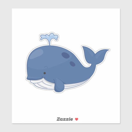 Waterverf voor grote blauwe walvis sticker (Vel)