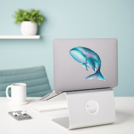 Waterverf voor grote blauwe walvis sticker