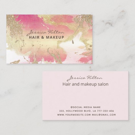 Waterverf voor hedendaags goud visitekaartje (Voorkant / Achterkant)