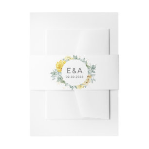 Waterverf voor hedendaagse gele rozen uitnodigingen wikkel