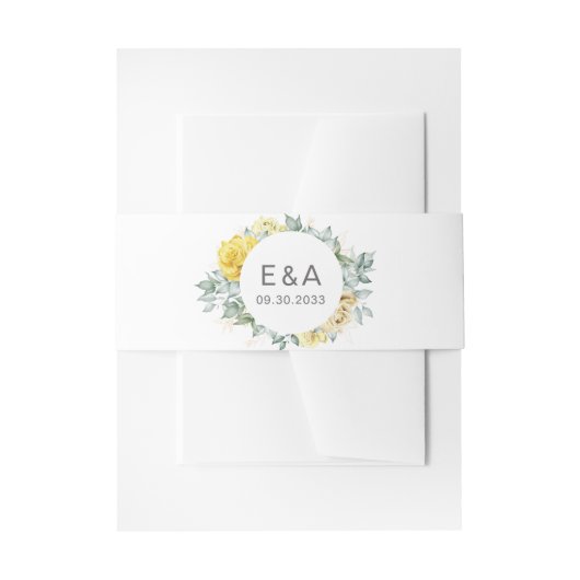 Waterverf voor hedendaagse gele rozen uitnodigingen wikkel (Voorkant Voorbeeld)