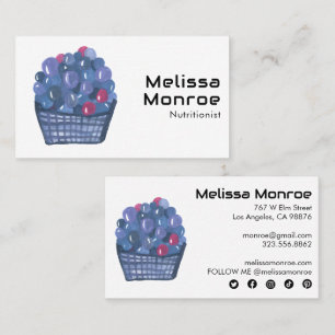 Waterverf voor het inkorten van blauwe bessen visitekaartje