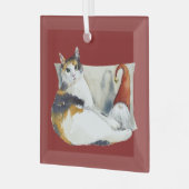 Waterverf voor het kerstthema Calico Cat Gnome Glas Ornament (Voorkant links)